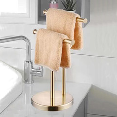 立式毛巾架304不鏽鋼T型雙杆桌面置物架浴室手巾架酒店家用桌面架