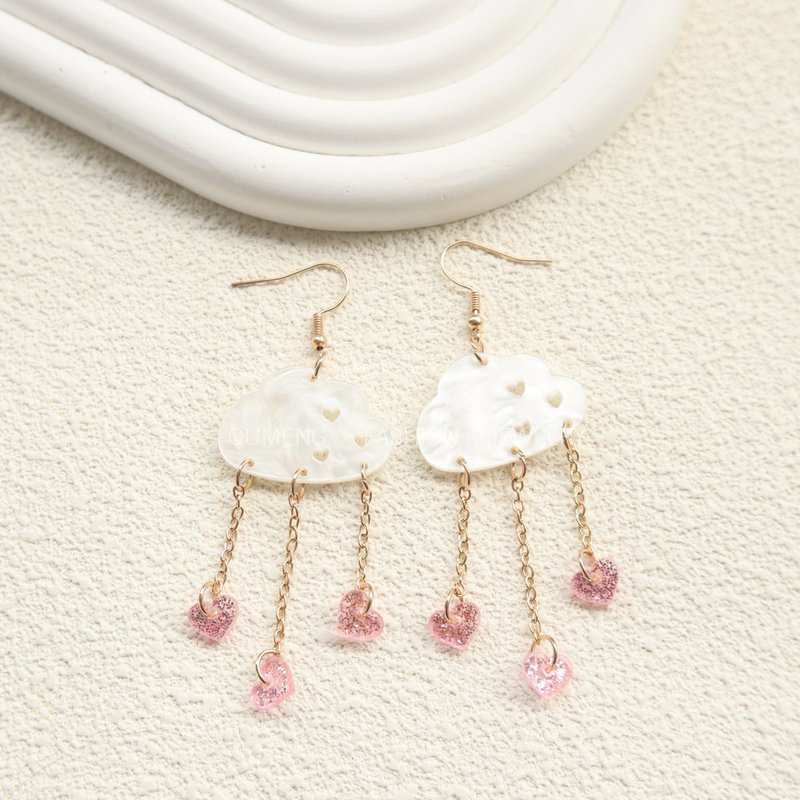 11g Weight Iron Ear Needle Material Drop Earrings Classification 1 Pair Quantity Casual Occasion Acrylic Material Heart Shape Pattern Women's Gender Simple Style Style 1 Pair Simple Style Heart Shape Arylic Drop Earrings 7