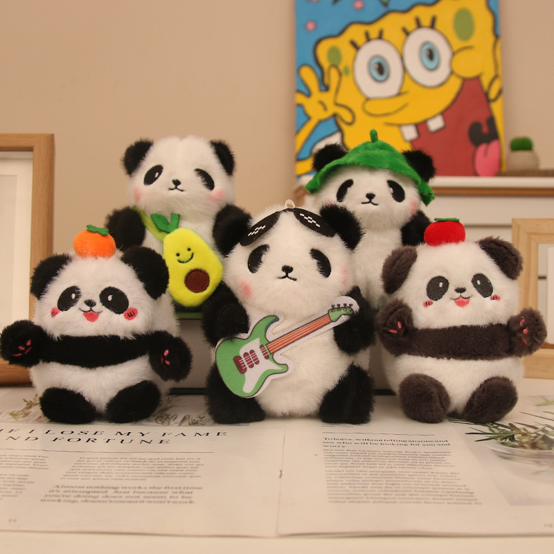 Linda muñeca panda pequeña muñeca de peluche colgante llavero mochila joyería muñeca de juguete regalo de cumpleaños al por mayor