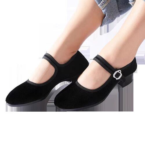 Yangko dance shoes, examination shoes for women, Tibetan ethnic dance, children's dance shoes, women's Northeastern Yangko dance high-heeled black cloth shoes, women