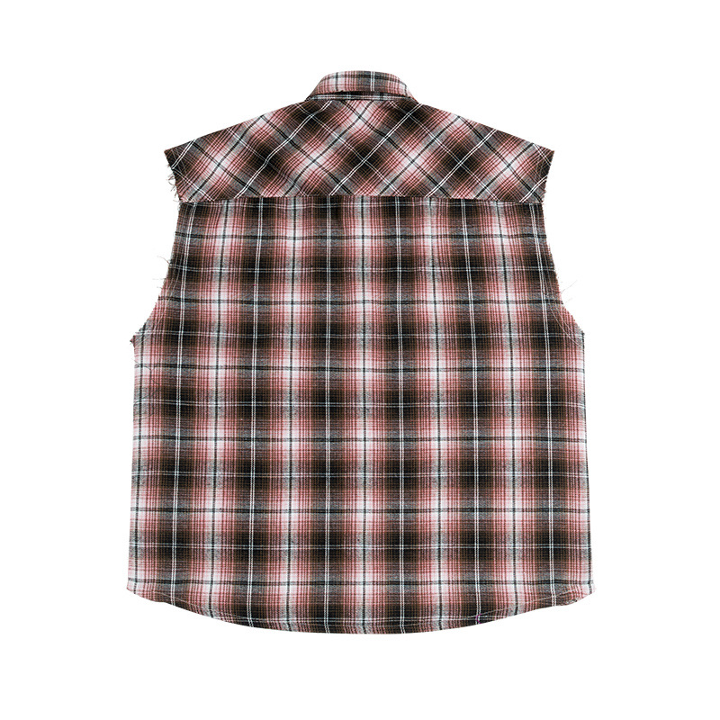 ETAI para hombre | Camisa a cuadros sin mangas con chaleco de marca de moda de verano Camisa casual de solapa suelta de alta calidad para hombre