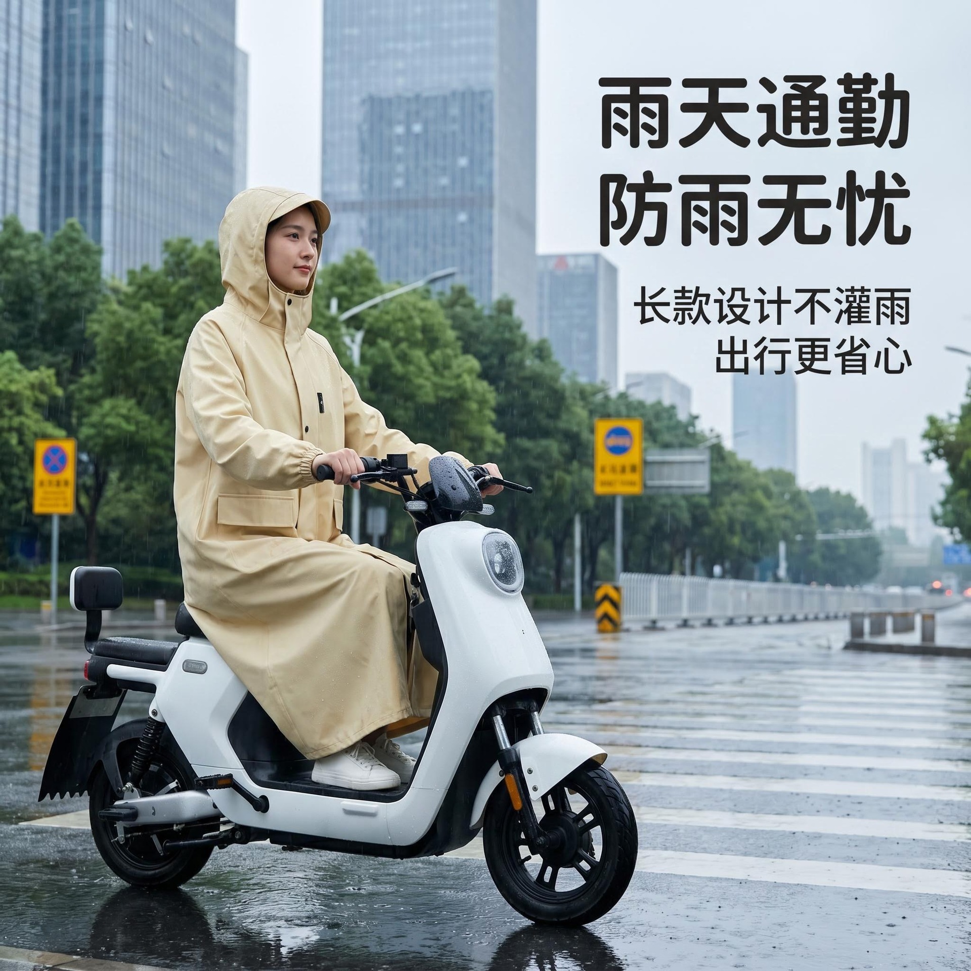 Raincoat for Electric Scooters Long Style Women's Single-Person Fashion One-Piece Raincoat Thickened Waterproof Burst Rain Poncho Oversized Electric Scooter Raincoat