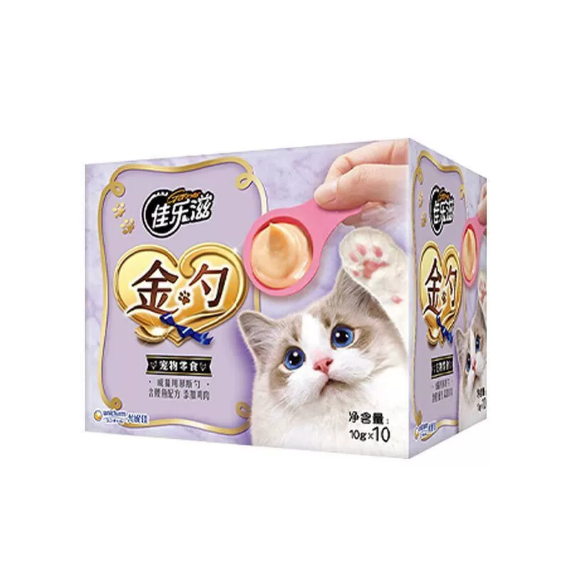 Интерактивная ложка для кошек Jialezi Golden Spoon Cat, ложка для кошачьих закусок с добавлением лосося и тунца, специальное питание для набора веса