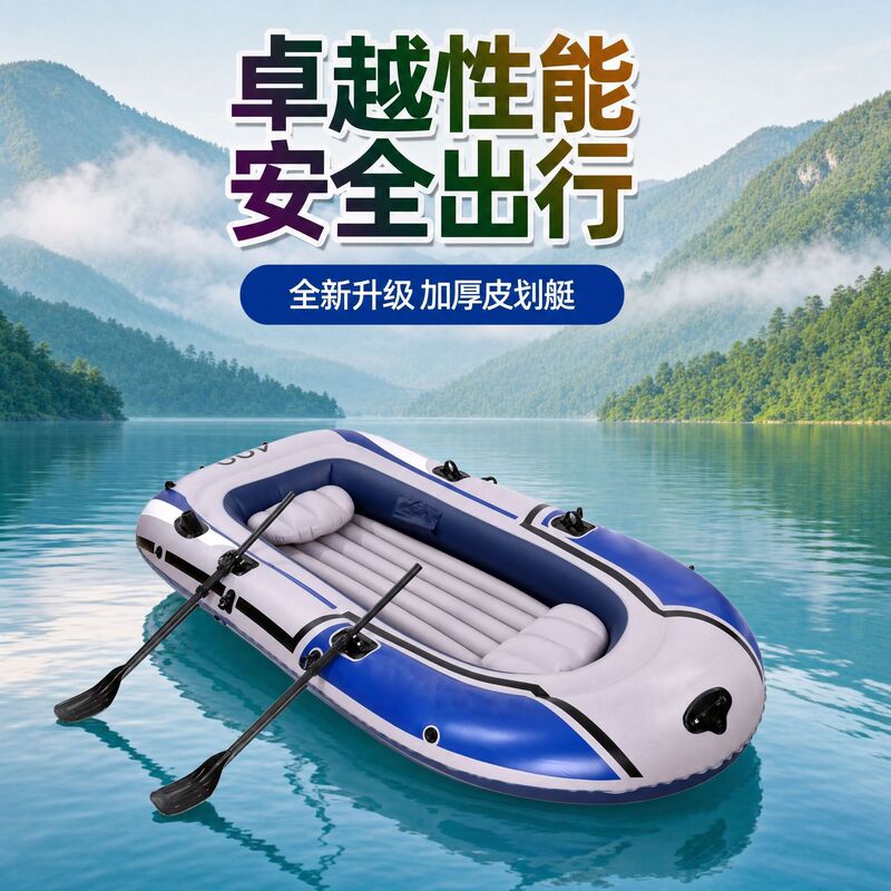 Double Kayak Boat Thickened Air Boat Wear-Resistant Rafting Boat Fishing Double Boat Assault Boat Kayak Hovercraft