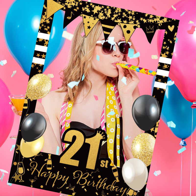 18-80 New Birthday Theme DIY Funny Hand-held Paper Photo Frame Photo Props Party Decoration Supplies