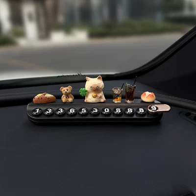 Temporary Parking Number Plate for Car, Nömrəli dayanma kartı - four-leaf-bell-cat-alkaline-water-pack-teddy-bear-lemon-tea-american-style-bread-black-scented-number-tag