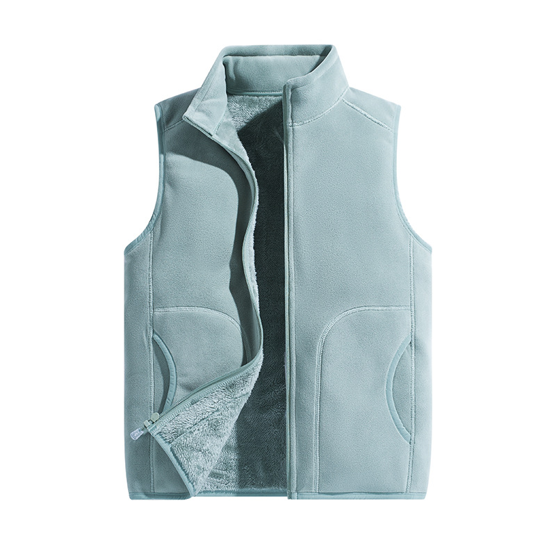 Chaleco polar reversible y grueso para otoño e invierno, chaleco de trabajo polar para hombre para exteriores con impresión de logotipo personalizado