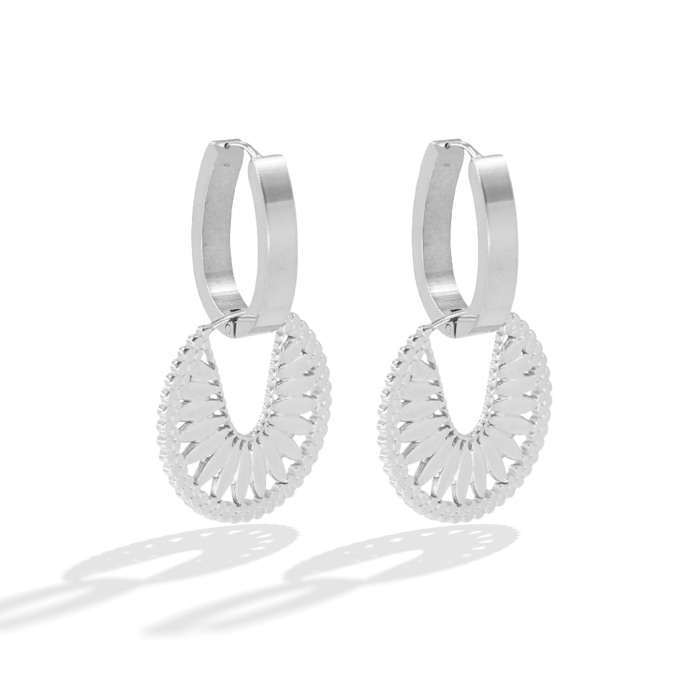 Flower Pattern Women's Gender Wholesale Jewelry Elegant Flower Titanium Steel Plating Earrings Necklace