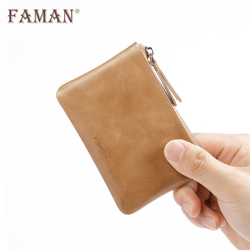 Cartera pequeña, mini bolso de moneda de cuero para hombre, bolso de tarjeta de cambio simple multifuncional, bolso de dinero ultrafino, mano para mujer, hombre