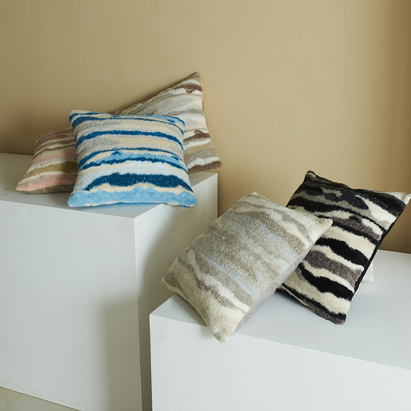 Amazon new plush cushion cover texture plush flowing sand color cushion backrest for wholesale sofa cushion backrest cover