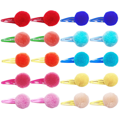 91115 Internet celebrity candy color hair ball BB clip, princess rainbow water drop clip, children's hair clip set, bye clip