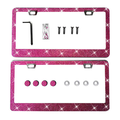 Aluminum Alloy, Stainless Steel, Carbon Fiber | License plate holder/license plate holder - rose-red-double-piece