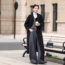 韩系高级感双面羊绒大衣女长款冬季极简廓形双排扣澳洲羊毛呢外套