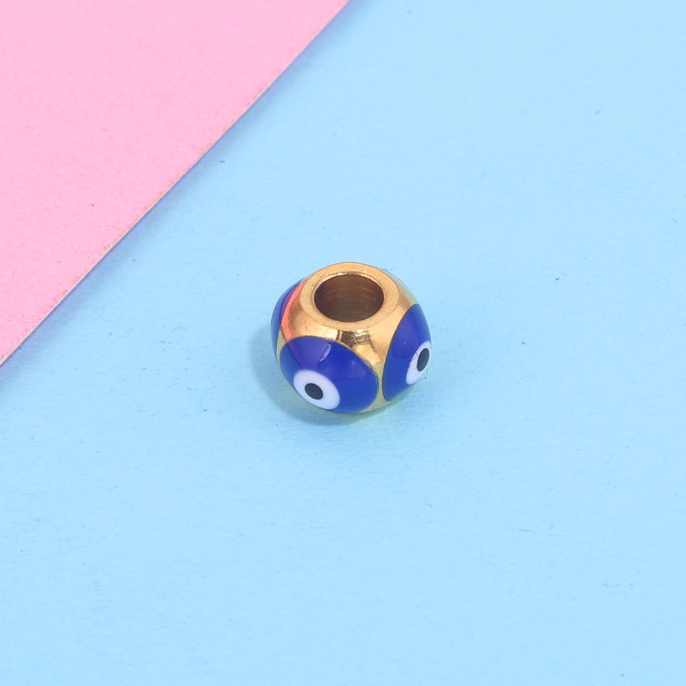 Cuentas cuadradas de acero inoxidable de ojo del diablo europeo y americano cuentas de esmalte de doble cara gota de aceite ojo cuentas espaciadoras cuentas sueltas joyas de bricolaje