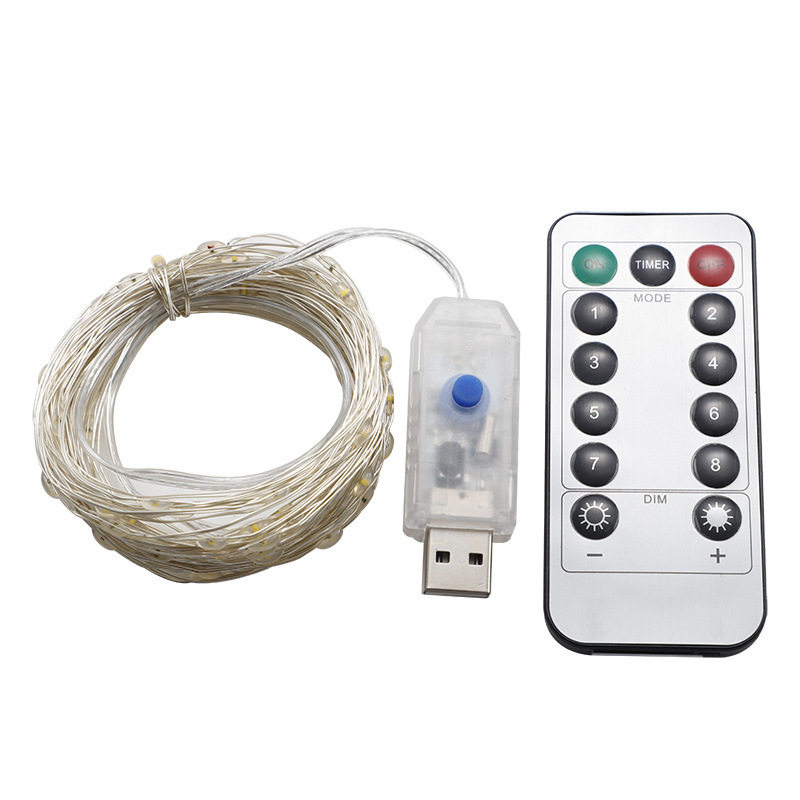 Transfronterizos LED cable de cobre lámpara USB cadena de lámpara de control remoto estrella habitación de acampamiento al aire libre luces decorativas iluminación de colores