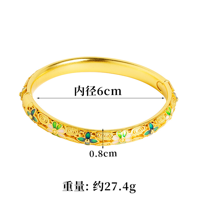 Gufasha oro esmalte flor hueco delicado pulsera de hebilla de mujer joyas de estilo de corte al por mayor