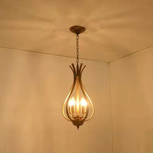 美式全铜客厅吊灯北欧大气家用创意轻奢复古三头阁楼书房卧室灯具