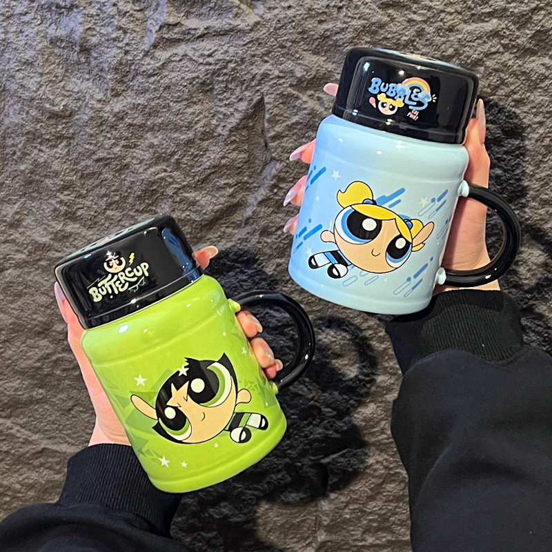 Auténtica licencia Flying Sky policemen taza de cerámica con tapa de taza de agua encantadora taza de café casera regalo de cumpleaños