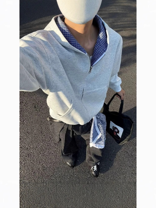 cleanfit双面穿连帽卫衣男女款入秋穿搭休闲日常美式拉链百搭外套|undefined