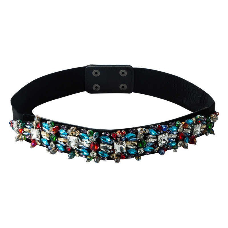 Ceinture Baroque En Tissu Élastique Noir Avec Diamants En Gros Nihaojewelry display picture 9