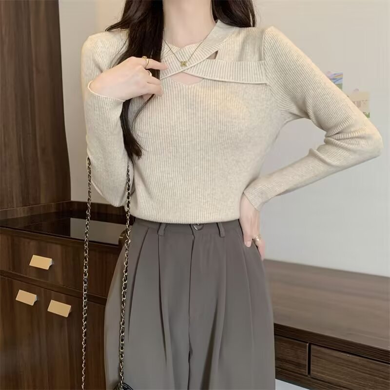 大码高级感小衫内搭黑色打底衫女秋季胖mm显瘦遮肚子针织毛衣上衣|undefined