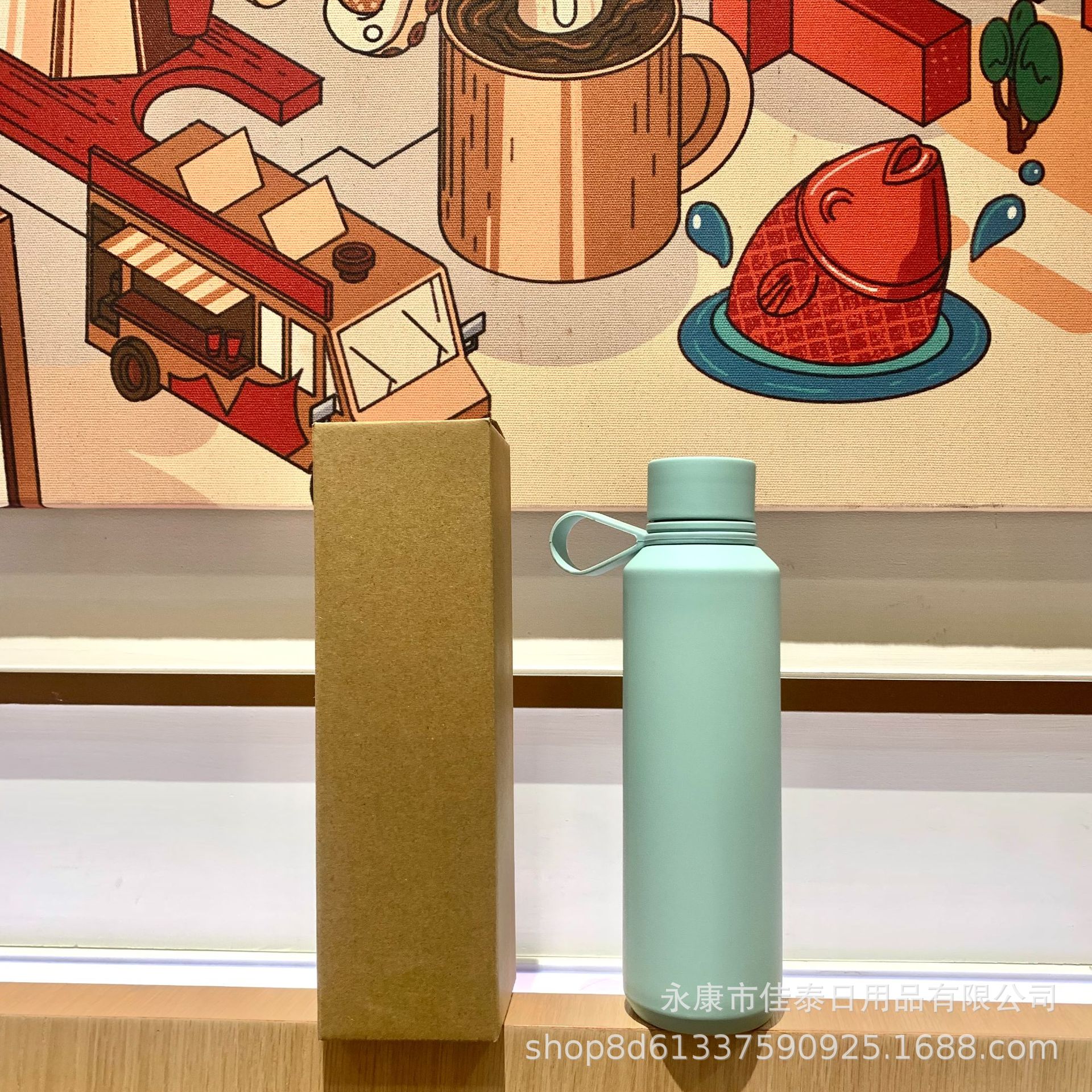 2024 nuevo en stock americano boca pequeña taza de vacío portátil mango de silicona pintura de goma taza de agua taza de vacío de acero inoxidable