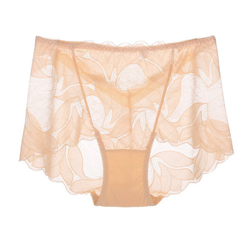706 Sexy Lace Large Size Women's Underwear Hollow High Waist Briefs Fat MM Cotton Bottom Shorts