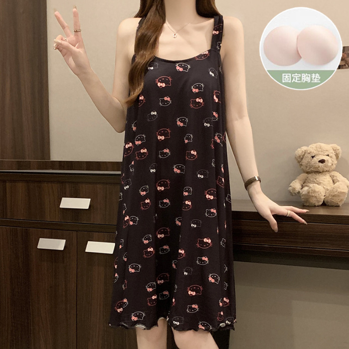 Verano con cojín de pecho pijama cabina pijama mujer delgada dulce hada viento se puede usar ropa de hogar comercio exterior sudeste asiático