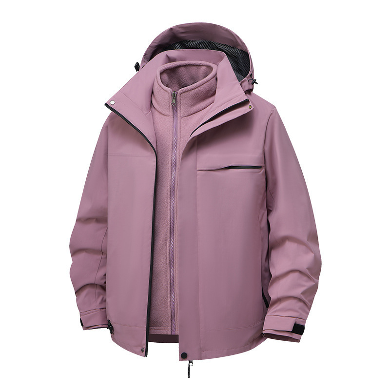 骆陀同款冲锋衣三合一女秋冬户外防风防水情侣登山服新款连帽外套|undefined