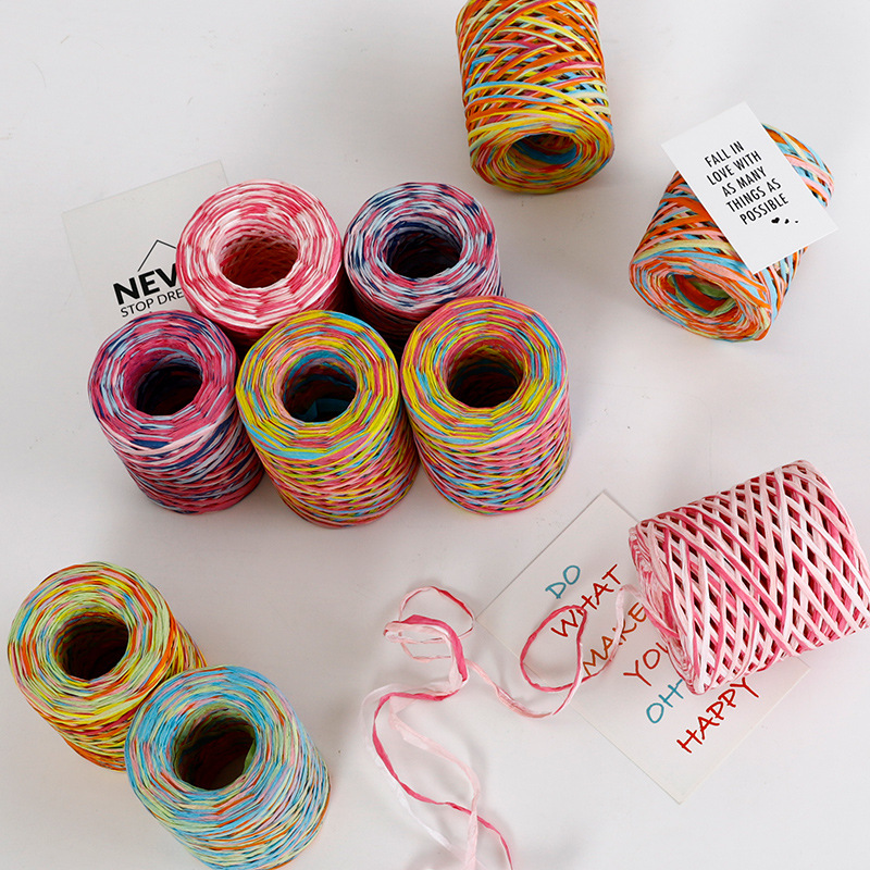 Nuevos productos en línea de color Laffei cuerda de papel de paja flores de correa de flores regalos de arco de papel florista al por mayor