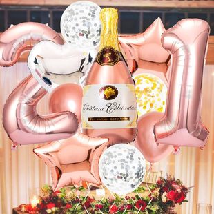 Cross Border Hot Sale Rose Gold Combination Balloon, Birthday Party Photo Decoration, Rose Gold Birthday Decoration Balloon