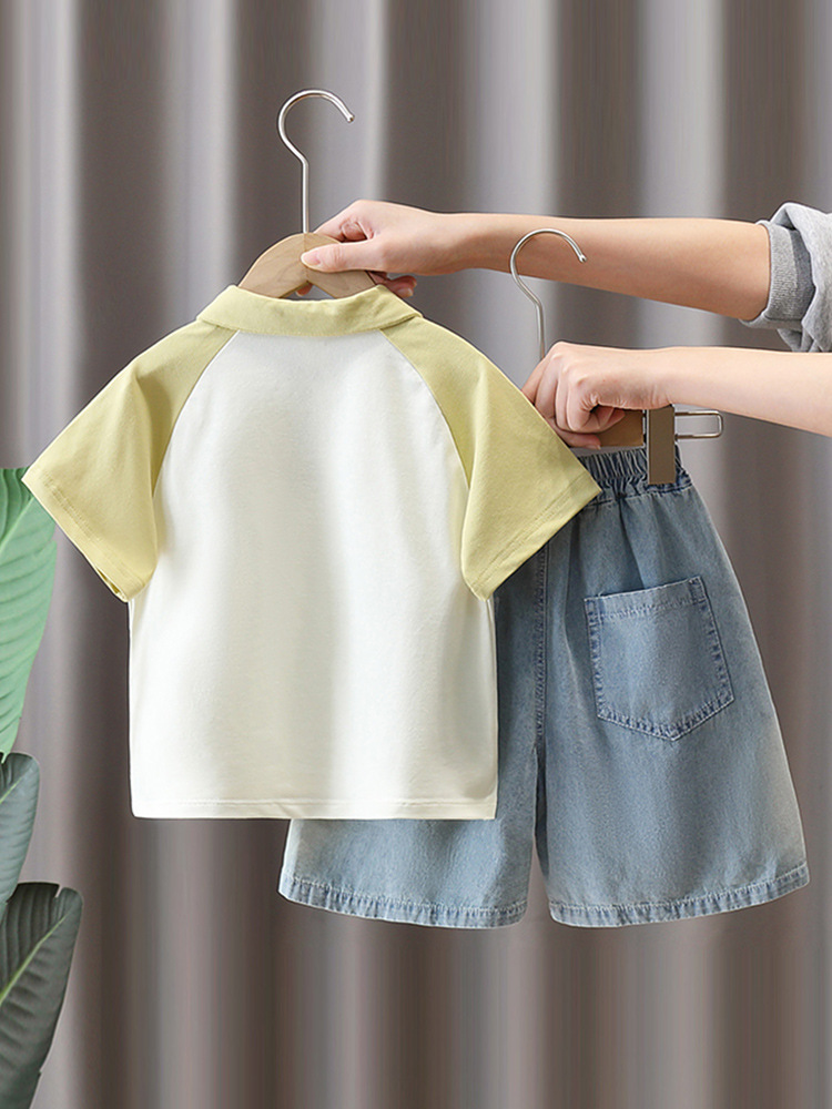 8133 traje de verano para niños 2025 nuevos polos para niños pantalones cortos 1-234567 años bebé verano