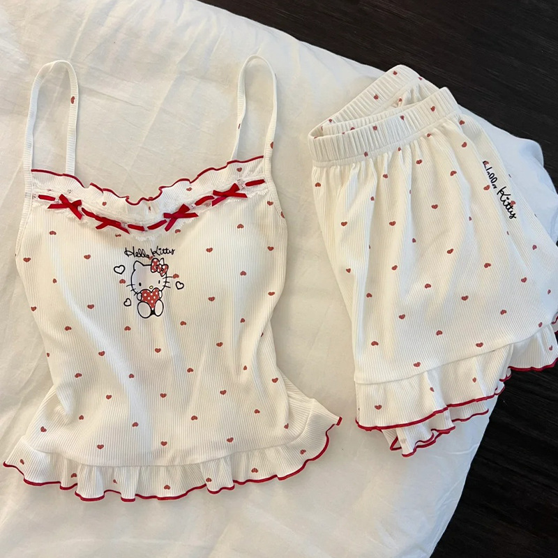 hellokitty2025新款吊带胸垫睡衣女夏季春秋天莫代尔甜美家居服薄|undefined