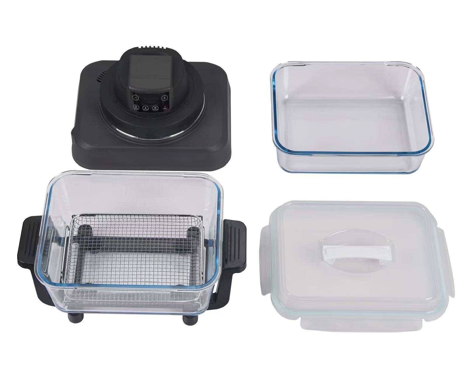 Nuevo modelo de freidora de aire Ninja de 1500W con pantalla, tazón de vidrio y función de horno microondas.