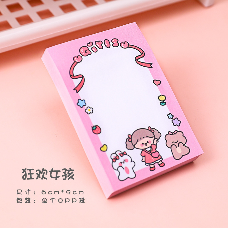 漫画の女の子の付箋は、小さなノートブック、ガーリーハートメモ、メッセージブック、学生文具メモ用紙に貼り付けることができます。|undefined