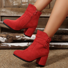 跨境High heels Big yards villi ladies boots 大码及踝短靴女