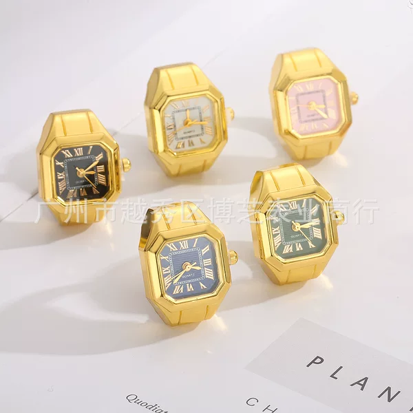 Cross-Border Watchable Time Finger Watch Square Retro Fashion Watch Classic Roman Dial Popular Foreign Trade Aliexpress