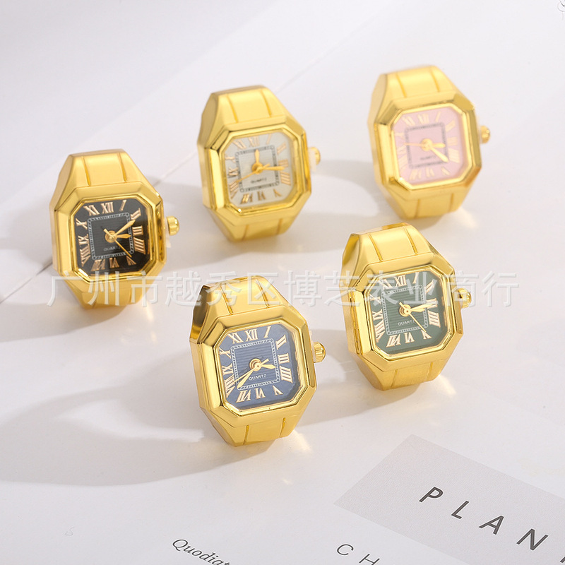 Cross-Border Watchable Time Finger Watch Square Retro Fashion Watch Classic Roman Dial Popular Foreign Trade Aliexpress
