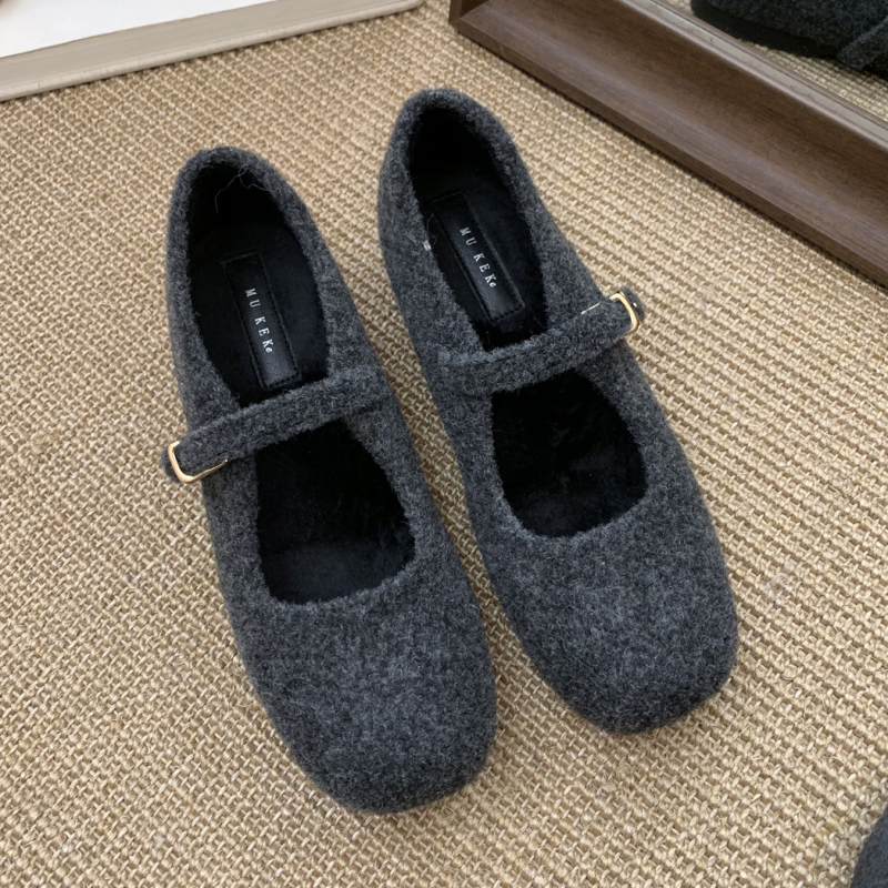 内增高玛丽珍毛毛鞋女冬外穿新款韩版灰色呢子单鞋女厚底加绒棉鞋|undefined