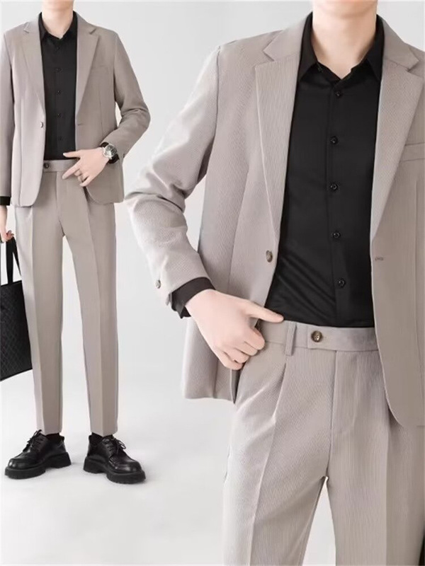 Light Mature Style Loose-Fitting Blazer Men's Casual Suit Business Korean Style Trendy Two-Piece Light Formal Wear