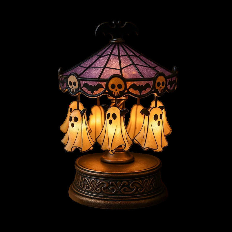 跨境新款Ghost Carousel Lights幽灵旋转木马灯万圣节室内装饰品|undefined