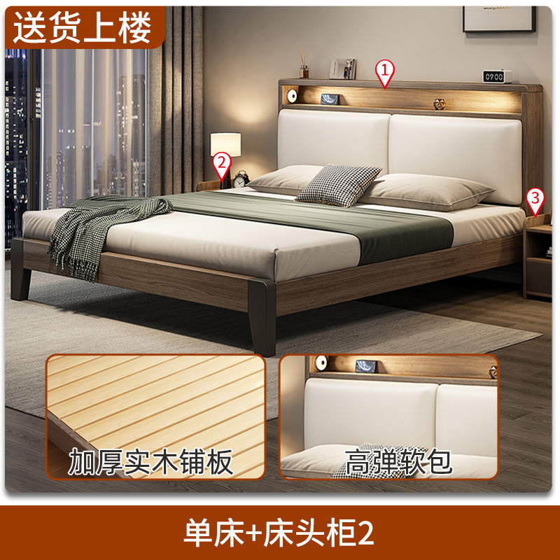 实木床1.8x2米双人床1.5米家用小户型出租房民宿1.2m单人床架|undefined