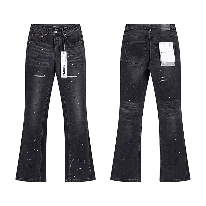 Ksubi トレンディなパープル新 AM スプラッシュインクプリントハイストリートレトロリッピングカジュアルメンズとレディーススリムジーンズ|undefined
