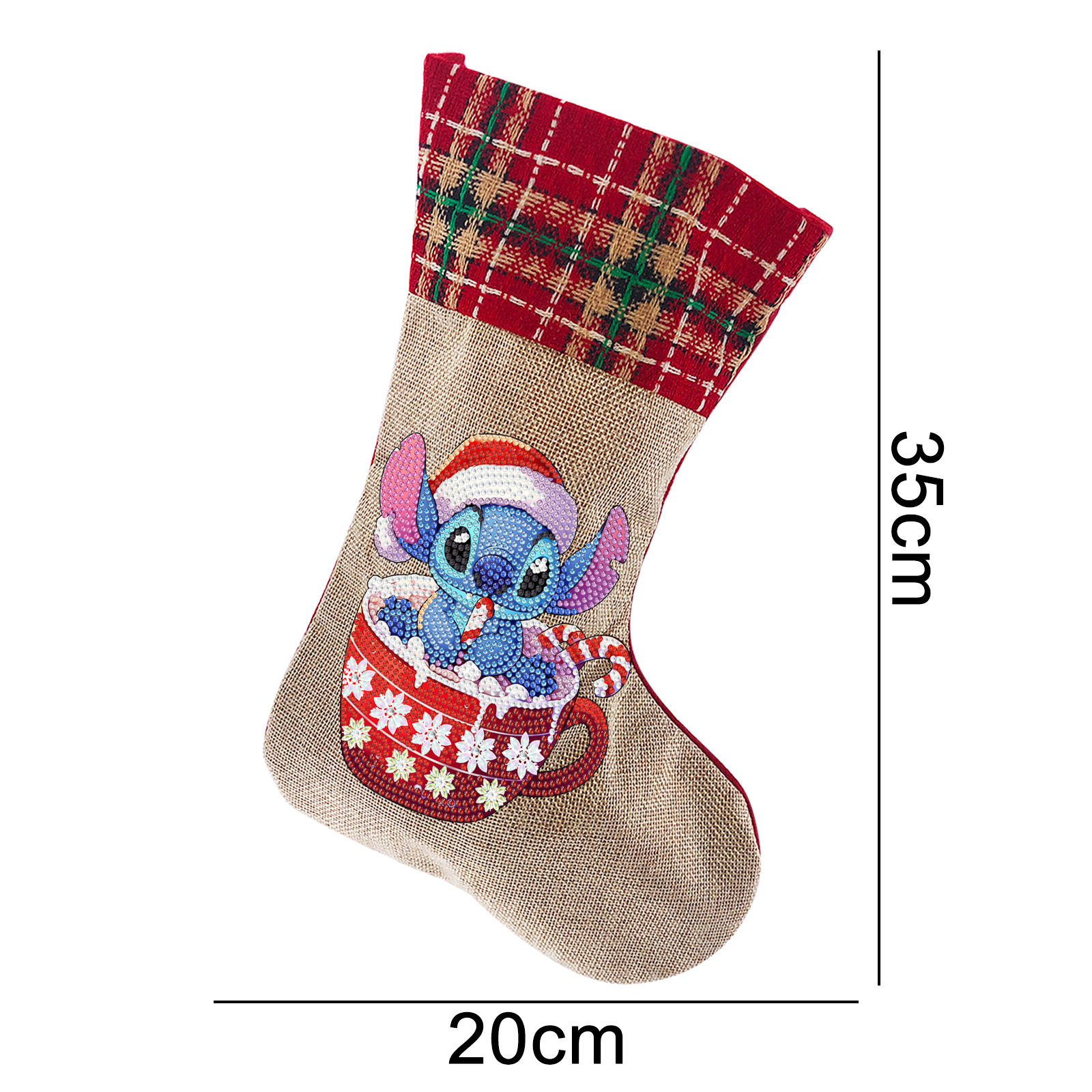 Diamante dibujo perimetral DIY calcetines de Navidad hechos a mano diamante pegado bolsas de dulces bolsas de regalo de Navidad bolsas de lino distribuibles