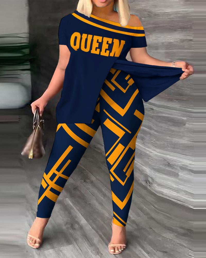 2024 Autumn European And American Cross-Border Women's Asymmetrical Neck Long Pants Two-Piece Set_ecoleips.com