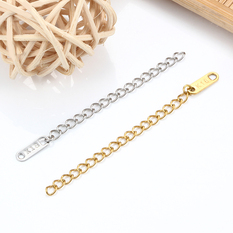 Stainless Steel Material Solid Color Pattern 10 PCS/Package Stainless Steel Solid Color Extension Chain