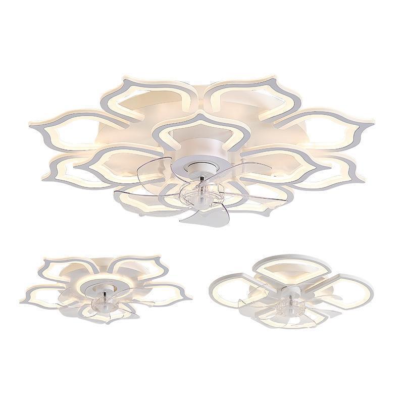 Nueva lámpara de ventilador de techo simple y moderna lujosa lámpara de frente de sala de estar con ventilador eléctrico transfronterizo de frecuencia variable inteligente lámpara de ventilador de techo