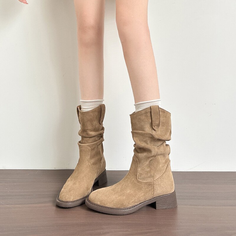 Trendy Boots for Women 2025 New Style Melard Western Cowboy Short Boots Mid-Calf Martin Boots for Spring and Autumn Trendy Boots for Women 2025 New Style Melard Western Cowboy Short Boots Mid-Calf Martin Boots for Spring and Autumn