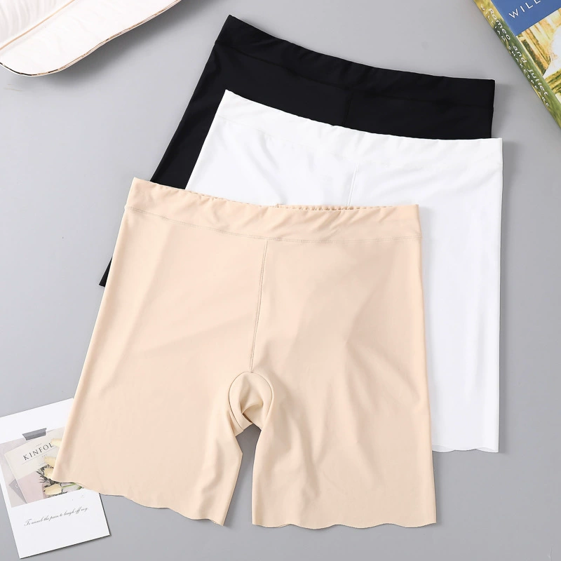 Шорты-трусы из ледяного шелка 3008, большие размеры, защита от просвечивания, три четверти длины, женское нижнее белье.