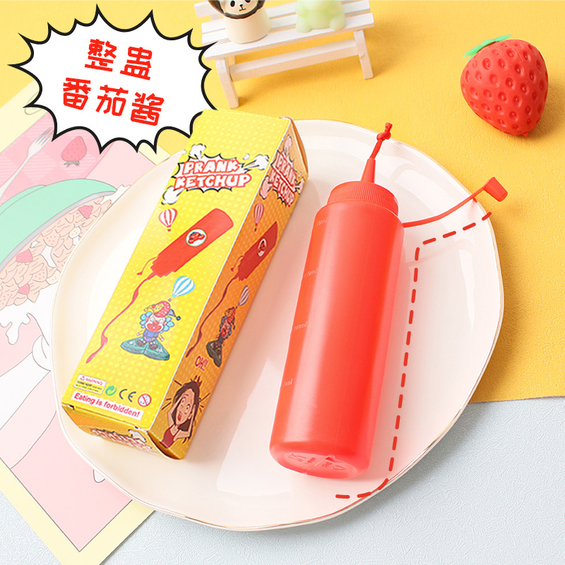 Truco de salsa de tomate juguete falso parodia descompresión ventilación scary Jump ensalada salsa accesorios artefacto broma